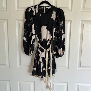 Elegant Black and Cream Long Sleeve Dress